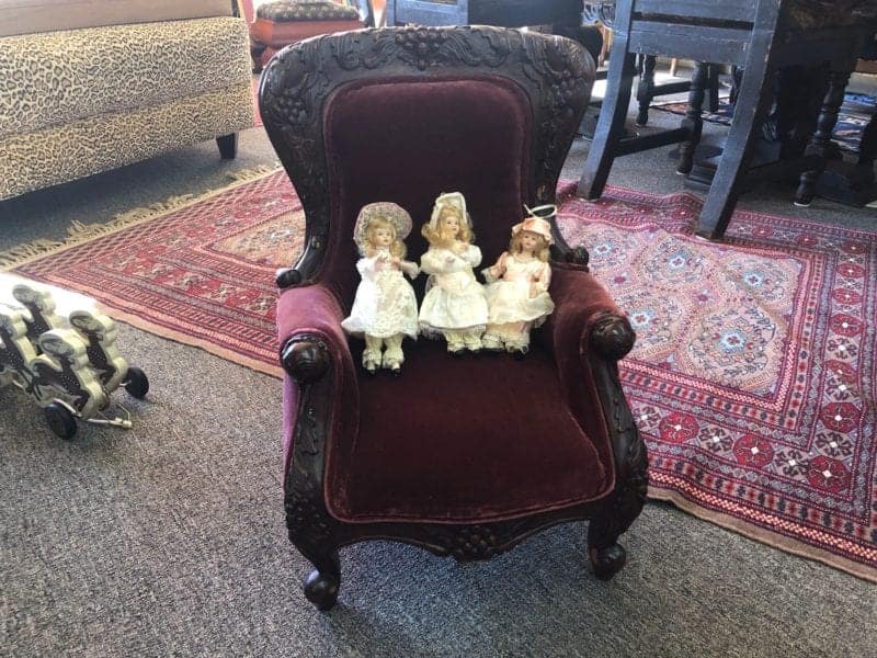 Children's Victorian Chair and dolls