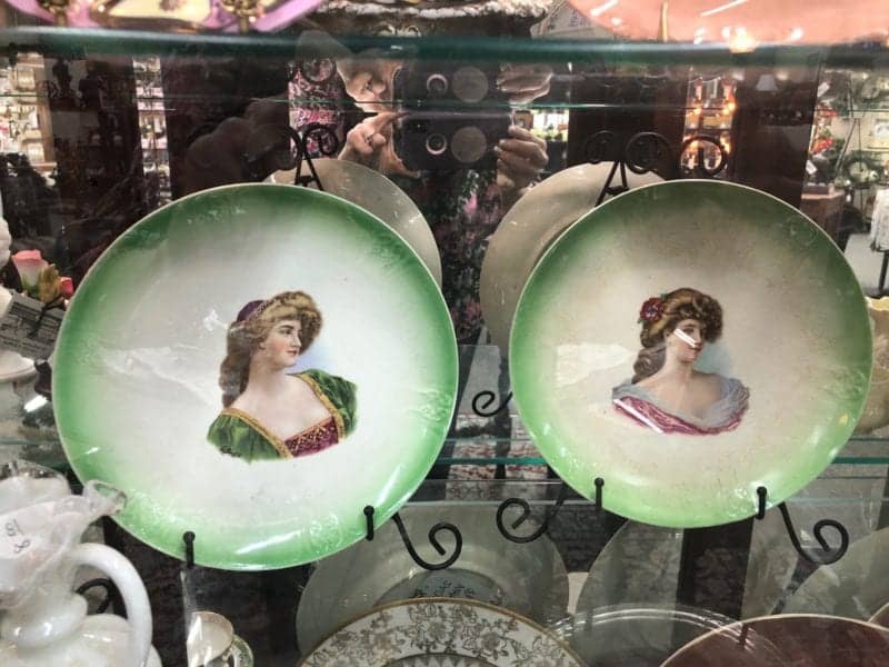 green antique portrait plates